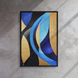 Midnight Currents Gold Flow framed canvas print