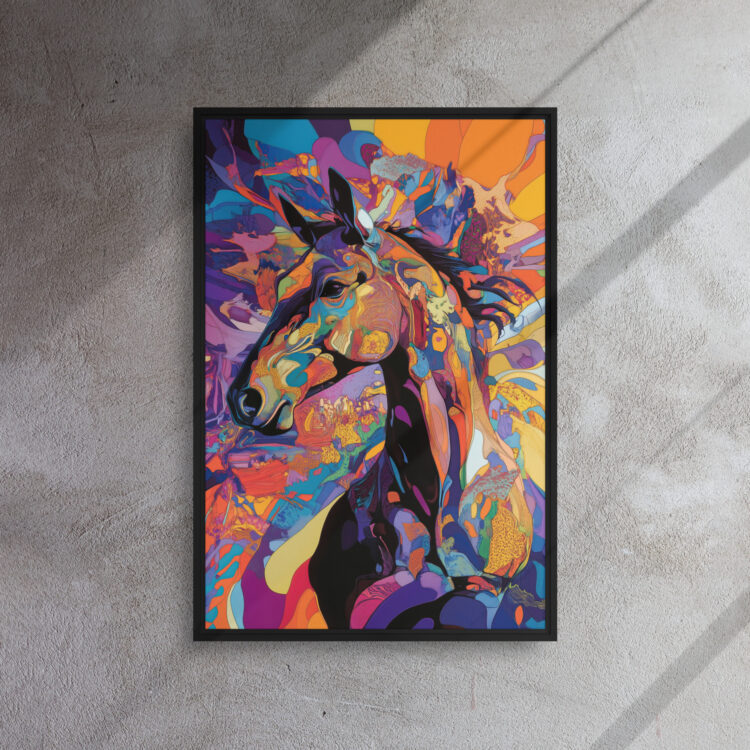 Aurora Blaze Wild Stallion - Framed Canvas Print
