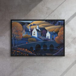 Midnight Village Mosaic framed canvas print