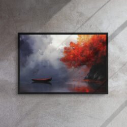 Scarlet Autumn Reflection framed canvas print