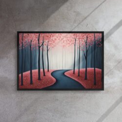 Crimson Blossom Pathway framed canvas print