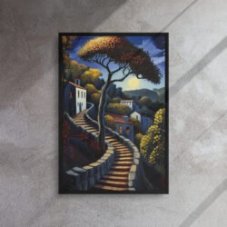 Duskspire Amber Ascent framed canvas print