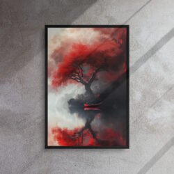 Crimson Reflection Still framed canvas print