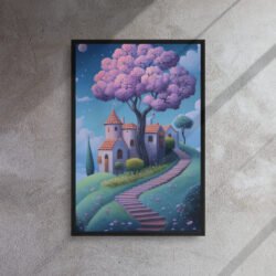 Lavender Tree Cottage framed canvas print