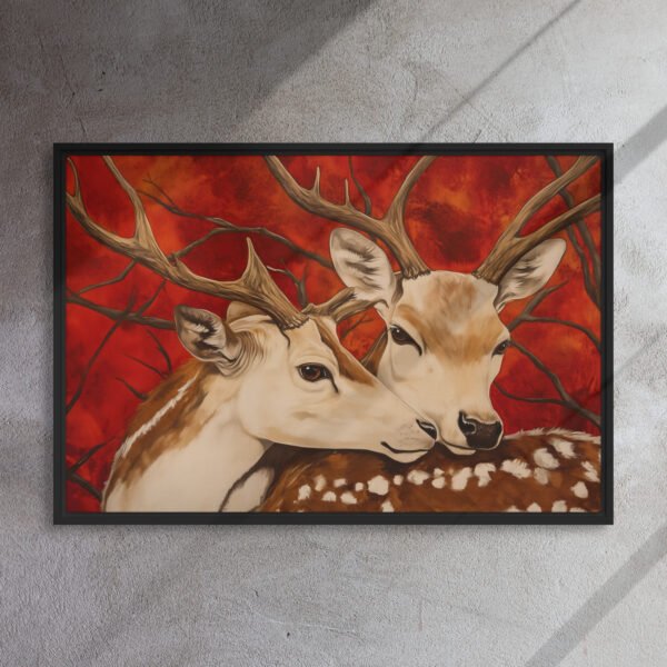 Crimson Embrace Deer Canvas - Image 5
