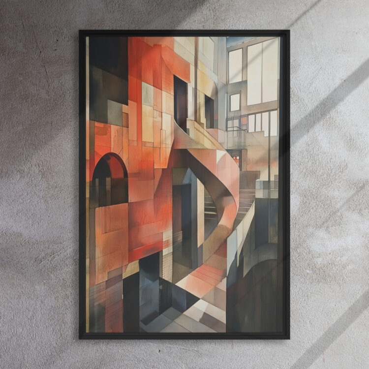 Sunlit Cubist Atrium Canvas - Image 5