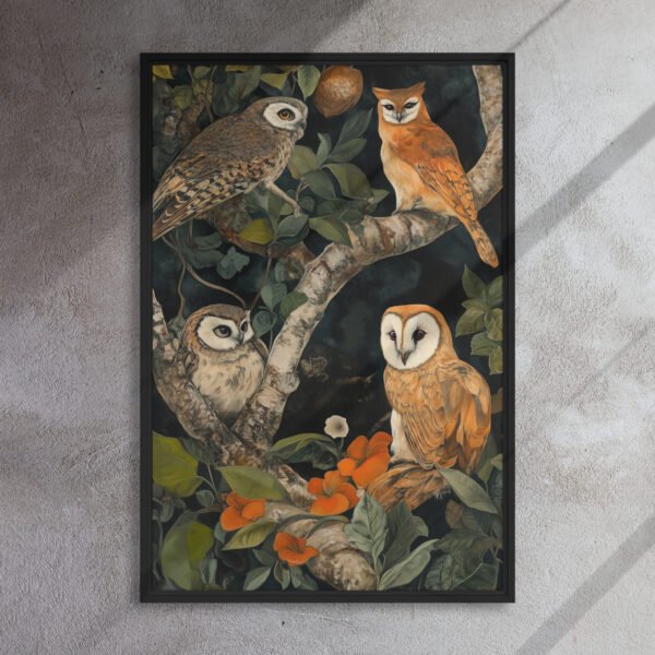 Verdant Owl Gathering Canvas - Image 5