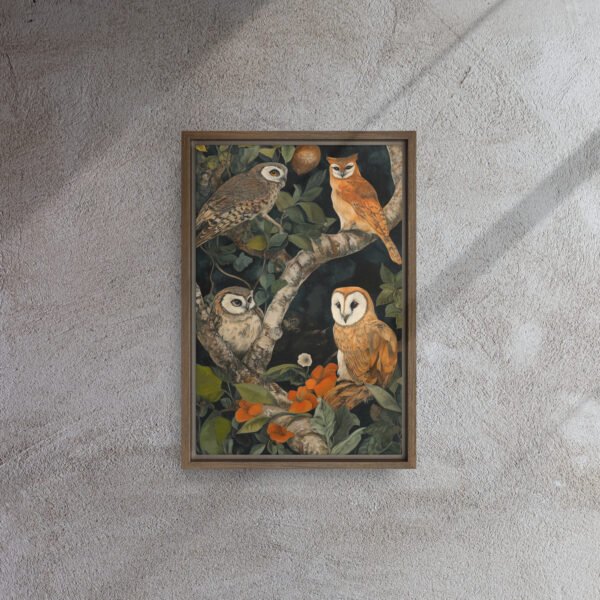 Verdant Owl Gathering Canvas - Image 6