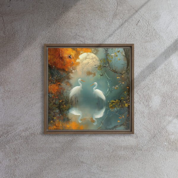 Moonlit Egrets Autumn Canvas - Image 4