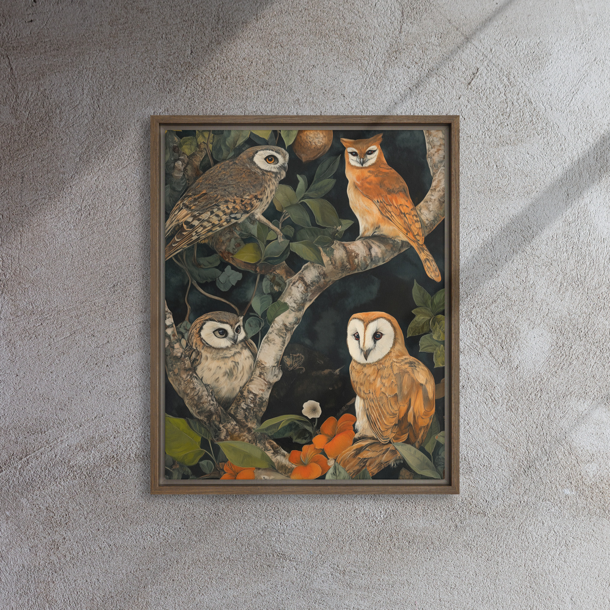 Verdant Owl Gathering Canvas - Image 7
