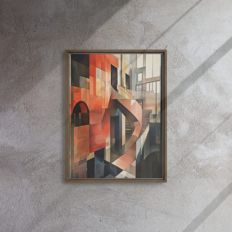 Sunlit Cubist Atrium Canvas - Image 8