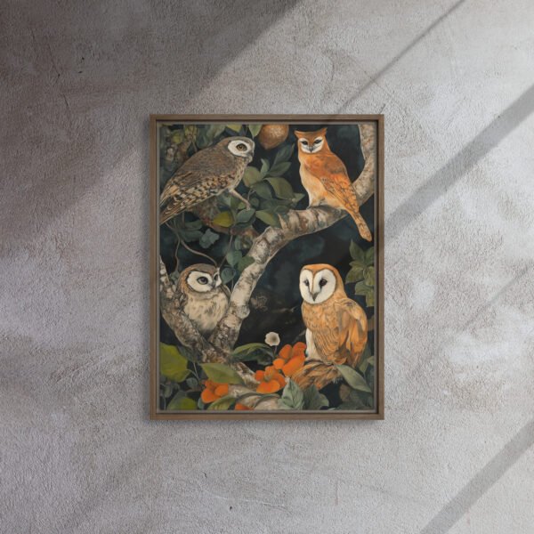Verdant Owl Gathering Canvas - Image 8