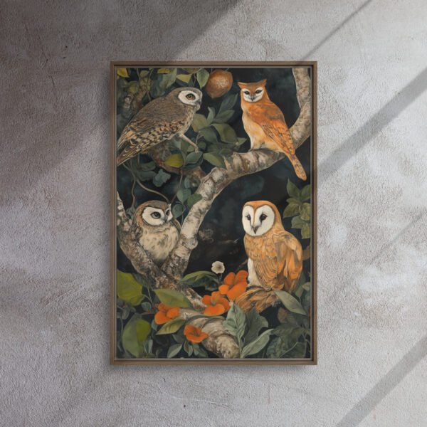 Verdant Owl Gathering Canvas - Image 9