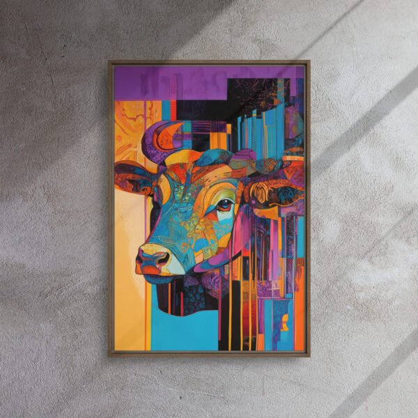 Neon Mosaic Bull Portrait - Image 9