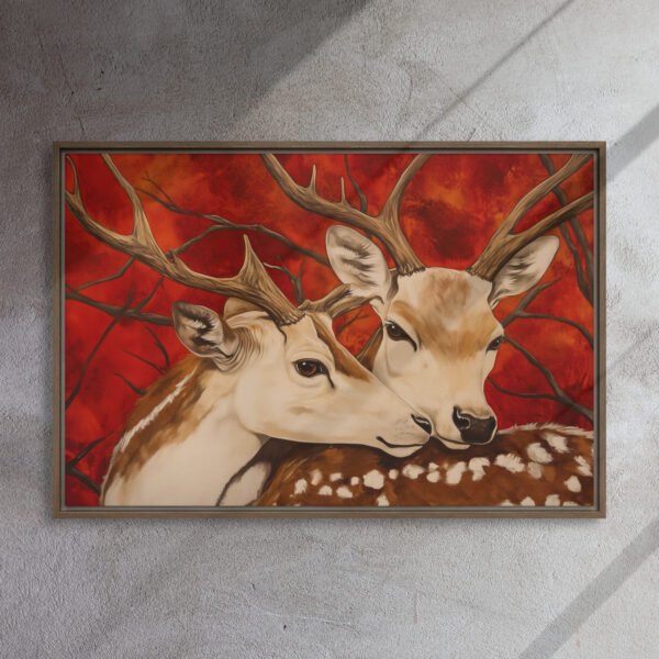 Crimson Embrace Deer Canvas - Image 10