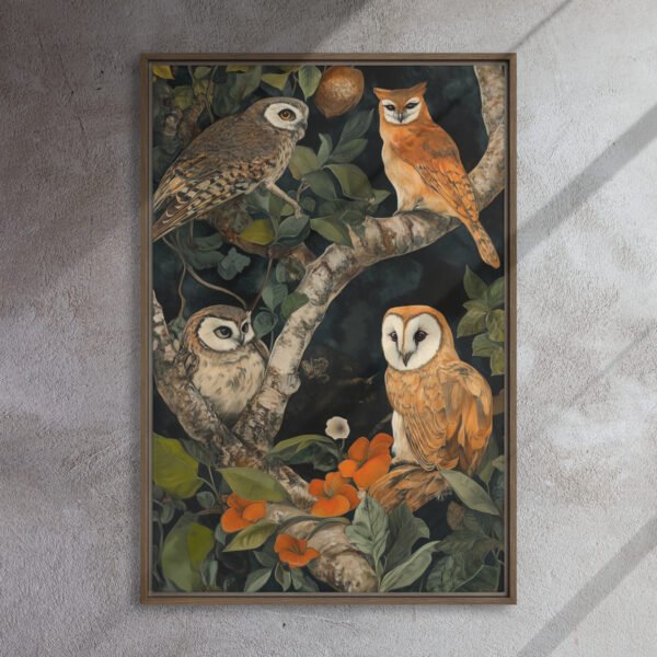 Verdant Owl Gathering Canvas - Image 10
