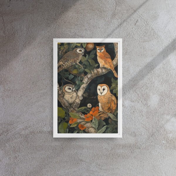 Verdant Owl Gathering Canvas - Image 11