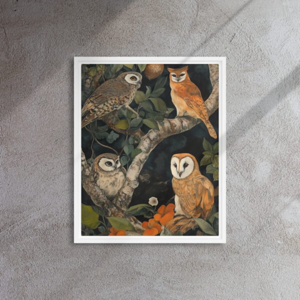 Verdant Owl Gathering Canvas - Image 12