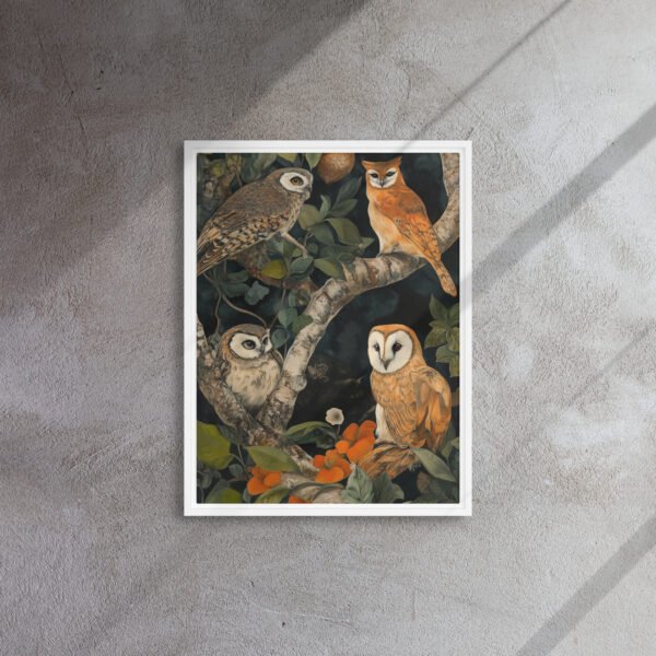 Verdant Owl Gathering Canvas - Image 13