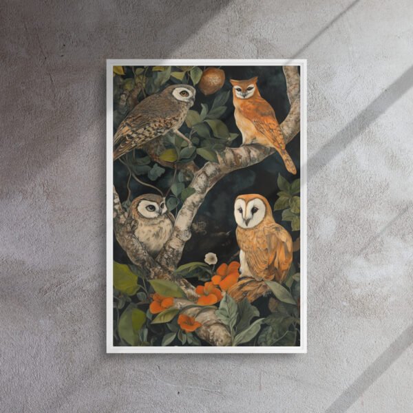 Verdant Owl Gathering Canvas - Image 14