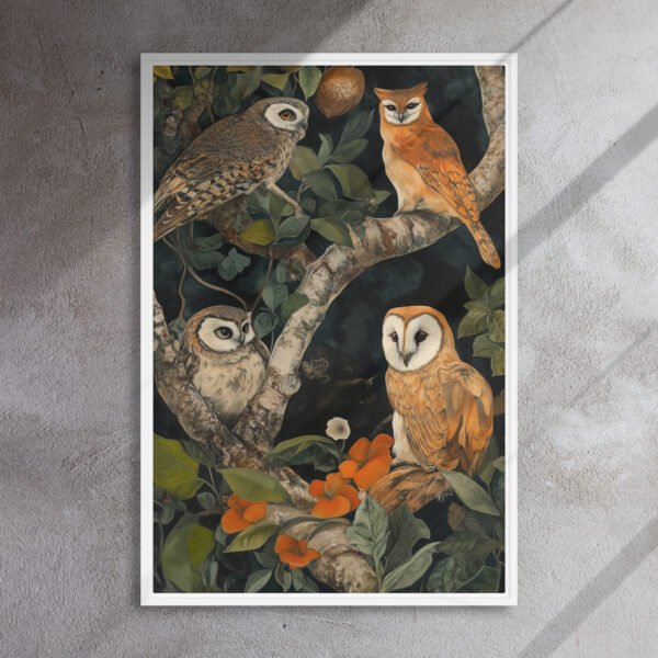 Verdant Owl Gathering Canvas - Image 15